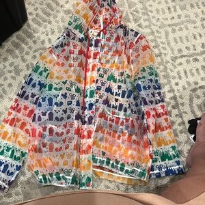 Red and Orange Butterfly Print Raincoat with Hood